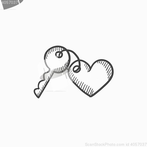 Image of Trinket for keys as heart sketch icon.