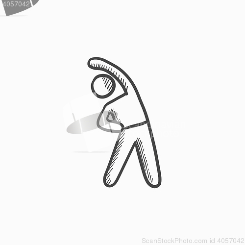 Image of Man making exercises sketch icon.