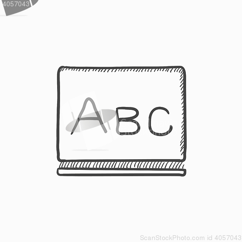 Image of Letters abc on blackboard sketch icon.