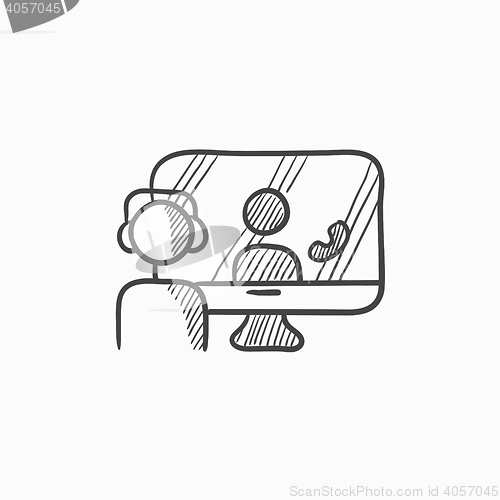 Image of Online education sketch icon.