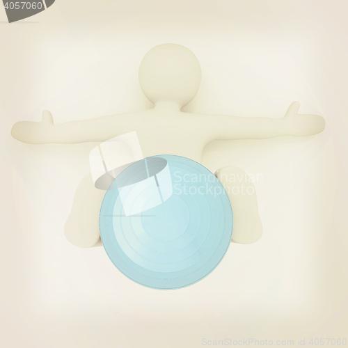 Image of 3d man exercising position on fitness ball. My biggest pilates s