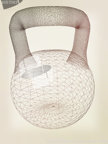 Image of dumbbell. 3D illustration. Vintage style.