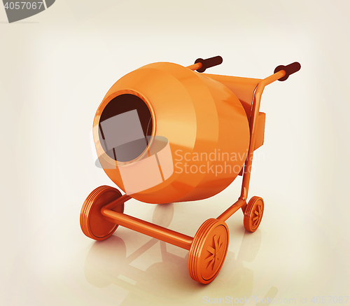 Image of Concrete mixer. 3D illustration. Vintage style.