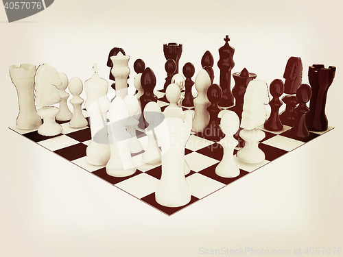Image of Chess. 3D illustration. Vintage style.