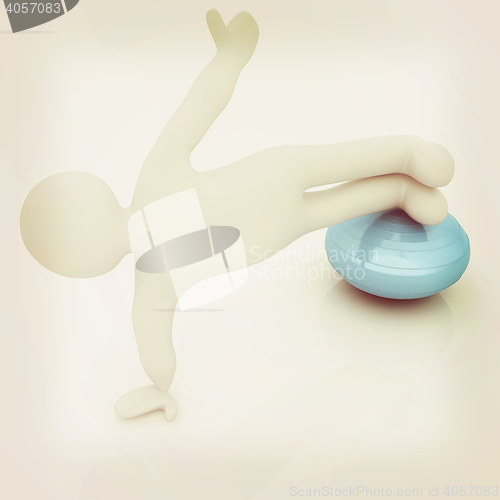 Image of 3d man exercising position on fitness ball. My biggest pilates s