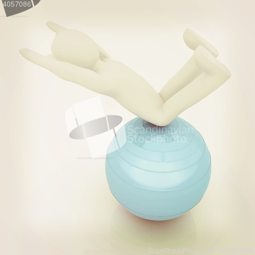 Image of 3d man exercising position on fitness ball. My biggest pilates s
