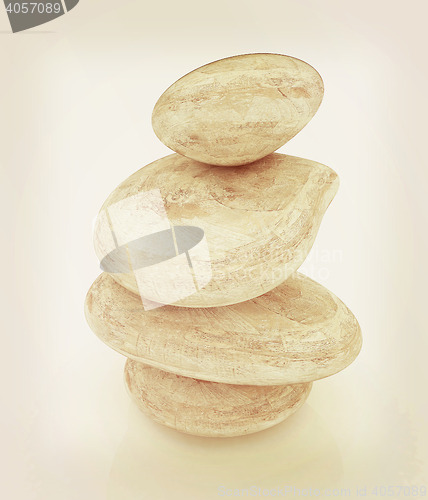 Image of Spa stones isolated on white. 3D illustration. Vintage style.