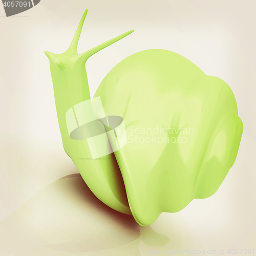 Image of 3d fantasy animal, snail on white background . 3D illustration. 