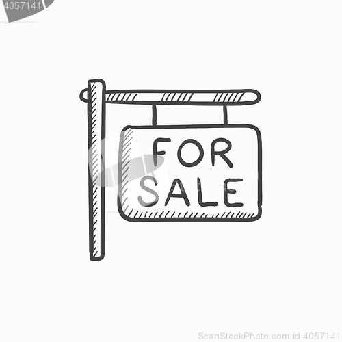 Image of For sale signboard sketch icon.