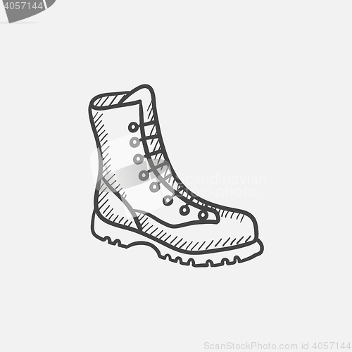 Image of Boot with laces sketch icon.