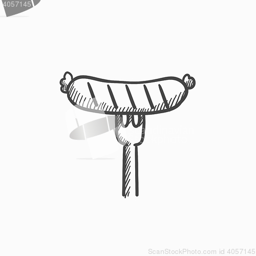 Image of Sausage on fork sketch icon.