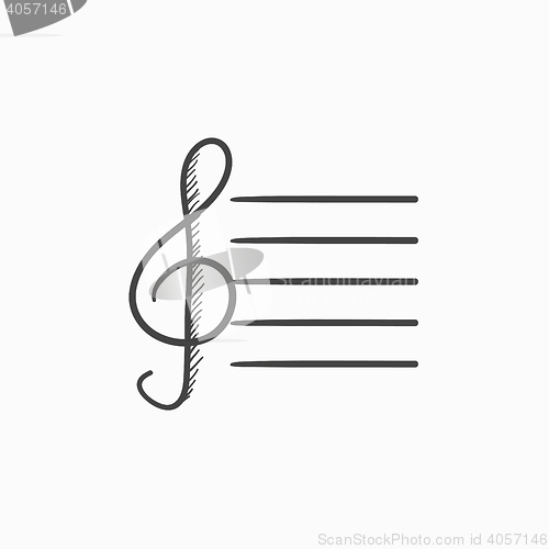 Image of Treble clef sketch icon.