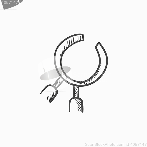 Image of Dental pliers sketch icon.