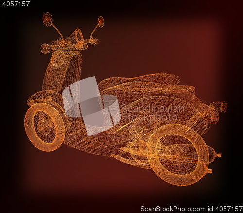 Image of Vintage Retro Moped. 3d model. 3D illustration. Vintage style.