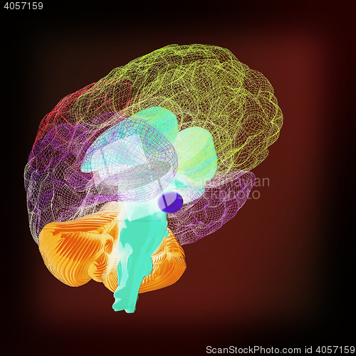 Image of Creative concept of the human brain. 3D illustration. Vintage st