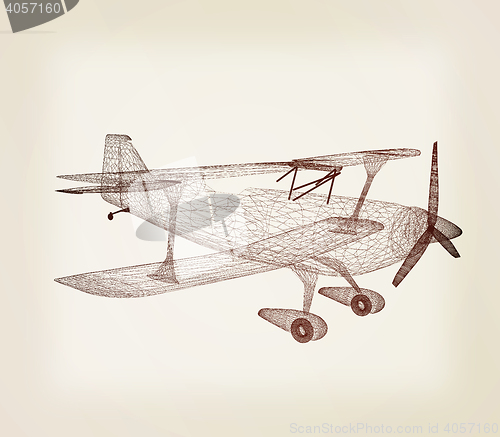 Image of retro airplane isolated on white background . 3D illustration. V