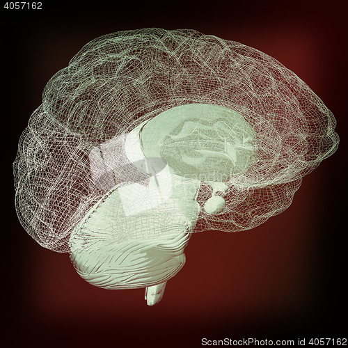 Image of Creative concept of the human brain. 3D illustration. Vintage st