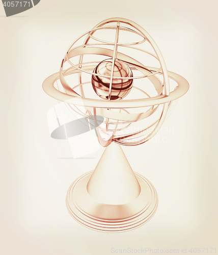 Image of Terrestrial globe model . 3D illustration. Vintage style.