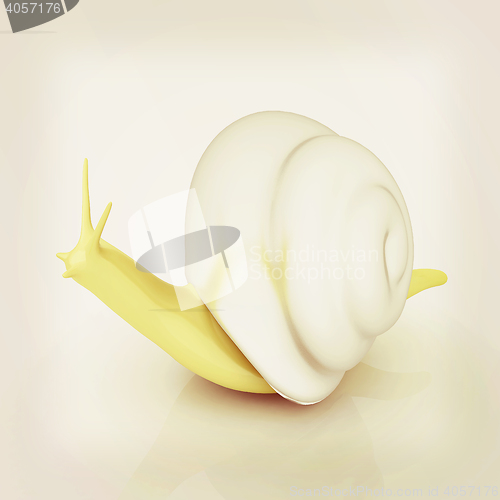 Image of 3d fantasy animal, snail on white background . 3D illustration. 