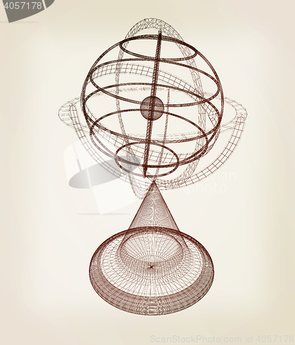 Image of Terrestrial globe model . 3D illustration. Vintage style.