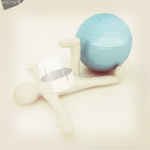 Image of 3d man exercising position on fitness ball. My biggest pilates s