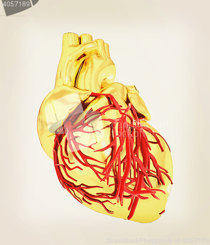 Image of Human heart. 3D illustration. Vintage style.