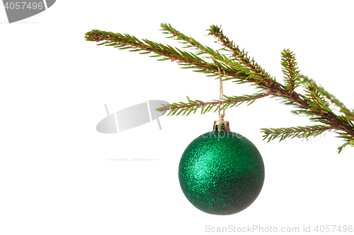 Image of Decoration bauble on decorated Christmas tree iso