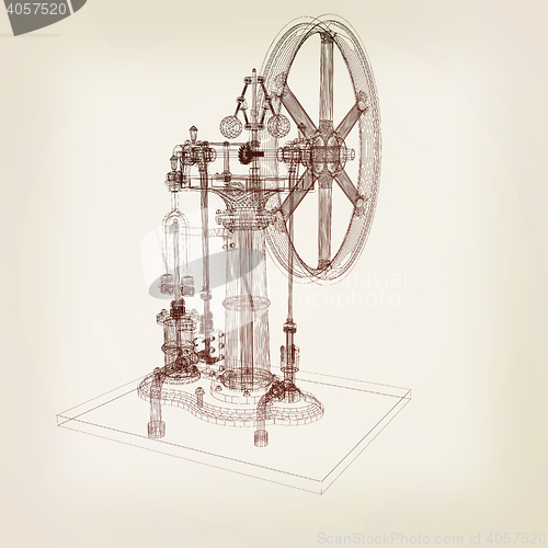 Image of Perpetuum mobile. 3d render. 3D illustration. Vintage style.