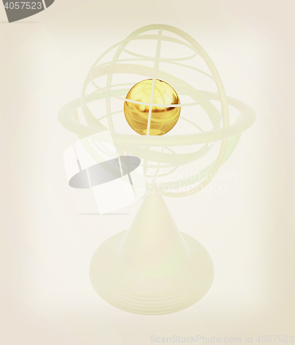 Image of Terrestrial globe model . 3D illustration. Vintage style.