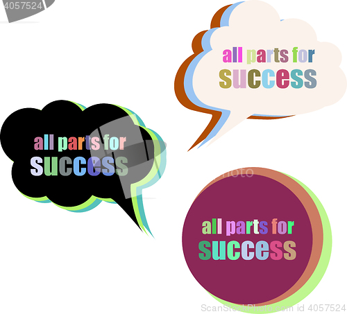 Image of all parts for success. Set of stickers, labels, tags. Icon set. Icon flat. Vector illustration