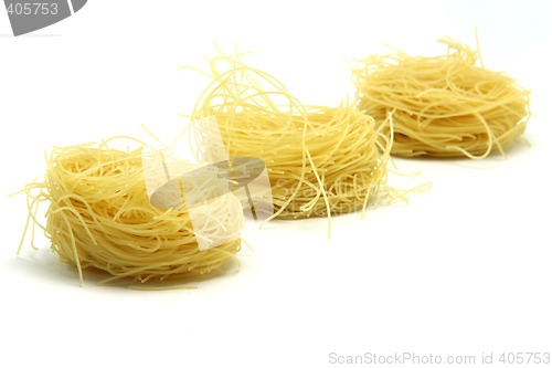 Image of three tagliatelle isolated