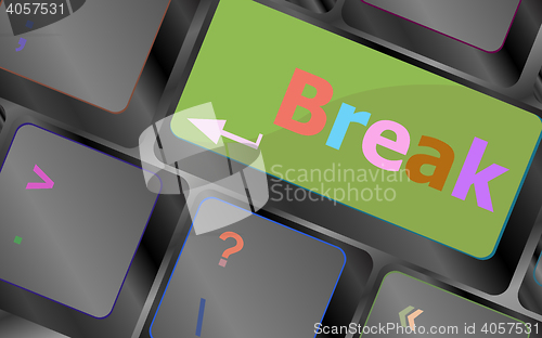 Image of Keyboard with break button, business concept vector keyboard key. keyboard button. Vector illustration