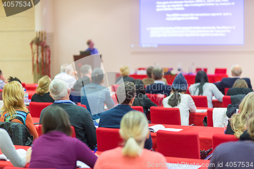 Image of Audience in lecture hall on scientific conference.