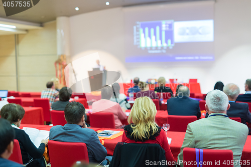 Image of Audience in lecture hall on scientific conference.