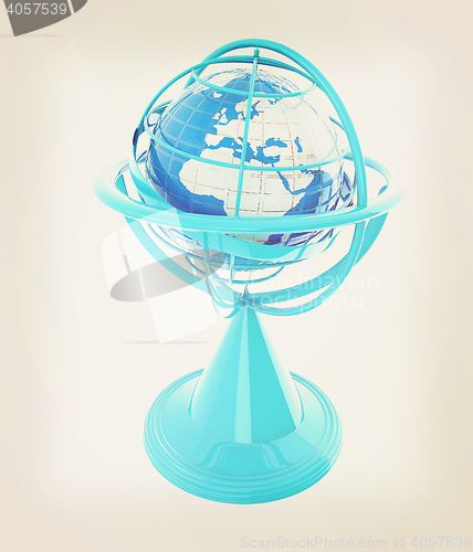 Image of Terrestrial globe model . 3D illustration. Vintage style.