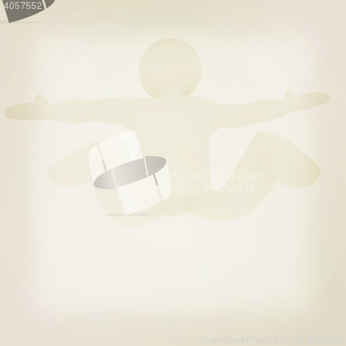 Image of Flying 3d man on white background. 3D illustration. Vintage styl