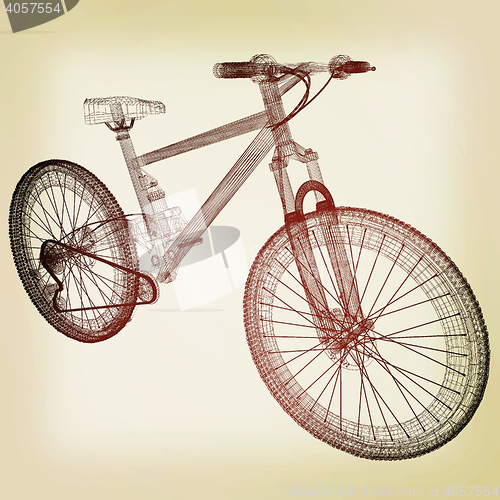 Image of bicycle as a 3d wire frame object isolated. 3D illustration. Vin