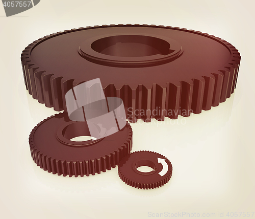 Image of Gear wheels. 3D illustration. Vintage style.