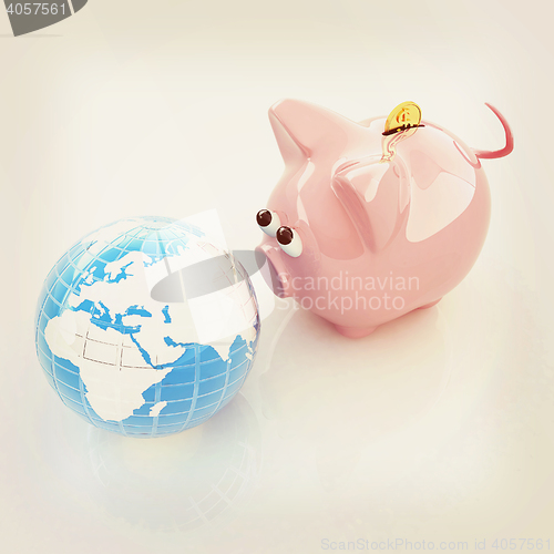 Image of global saving . 3D illustration. Vintage style.