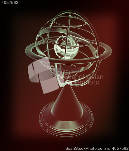 Image of Terrestrial globe model . 3D illustration. Vintage style.