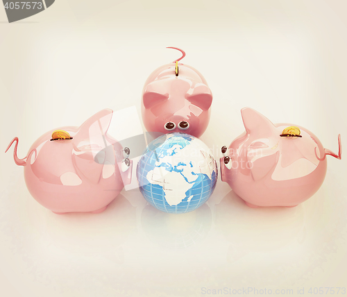 Image of global saving . 3D illustration. Vintage style.