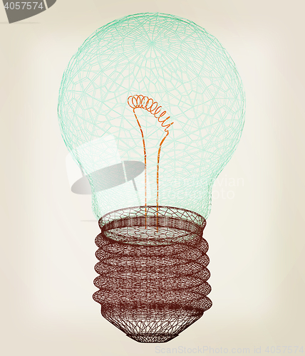 Image of 3d bulb icon. 3D illustration. Vintage style.