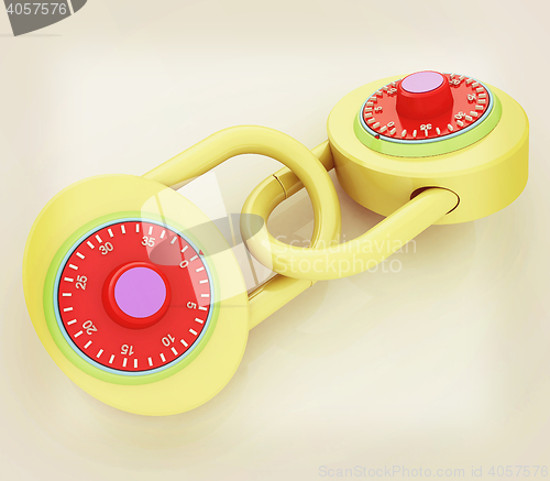Image of pad lock. 3D illustration. Vintage style.