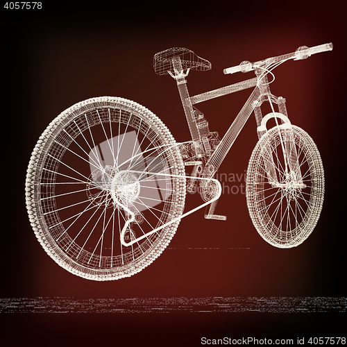 Image of bicycle as a 3d wire frame object isolated. 3D illustration. Vin