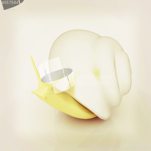 Image of 3d fantasy animal, snail on white background . 3D illustration. 