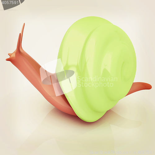 Image of 3d fantasy animal, snail on white background . 3D illustration. 