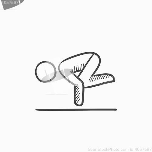 Image of Man practicing yoga sketch icon.