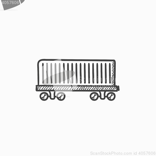 Image of Cargo wagon sketch icon.