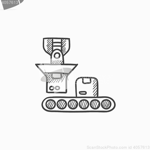 Image of Robotic packaging sketch icon.