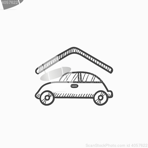 Image of Car garage sketch icon.